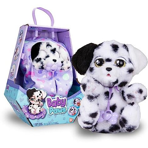 Baby Paws Dalmatian Puppy Toy With Cute Swaddle Bag|Scan Qr Code For More Interactive Roleplay,Pretend Play Toy|That Make 5 Adorable Sounds Kids Toys For Ages 4+ |Birthday Gift For Pet Lovers -22 Cm