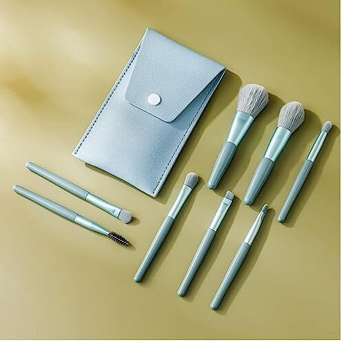 Etsap 8 Pcs Brush Set With Pouch, Makeup Brushes Premium Synthetic Kabuki Foundation, Concealers, Eye Shadows Professional Blush, Face Powder, Highlighter, Contour, Blending Eyeliner (Multicolour)