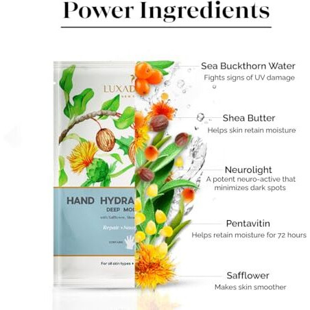 Luxaderme Hand Hydration Gloves | Deep Moisturising Gloves | Long Lasting Hydration | Evens Out Skin Tone | Nourishes Nails & Cuticles (Pack Of 1)
