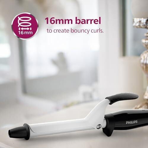 Philips Hair Curler With 16Mm Barrel | Ceramic Coated Barrel For Long-Lasting Bouncy Looking Curls | Fast Heat Up | Bhb862/00, Black