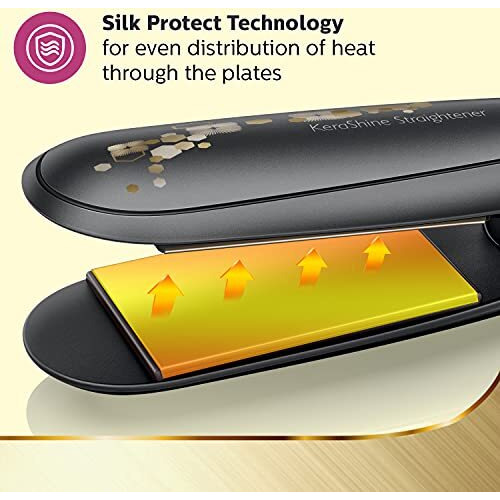 Philips Bhs736/00 Kerashine Titanium Wide Plate Straightener With Silkprotect Technology. Straighten, Curl, With Instant Shine For Thick Long Hair