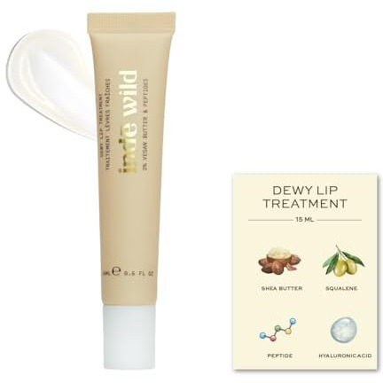 Ind Wild Dewy Lip Treatment - 15Ml | Overnight Repair Vegan Lip Balm & Moisturizer | Lasts For 8+ Hour | With Natural Desi Ghee, Shea Butter, Squalane & Hyaluronic Acid | Hydrating Korean Fomrulation