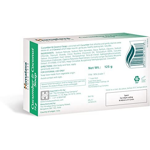 Himalaya Herbals Refreshing Cucumber Soap & Coconut Soap, 75Gm