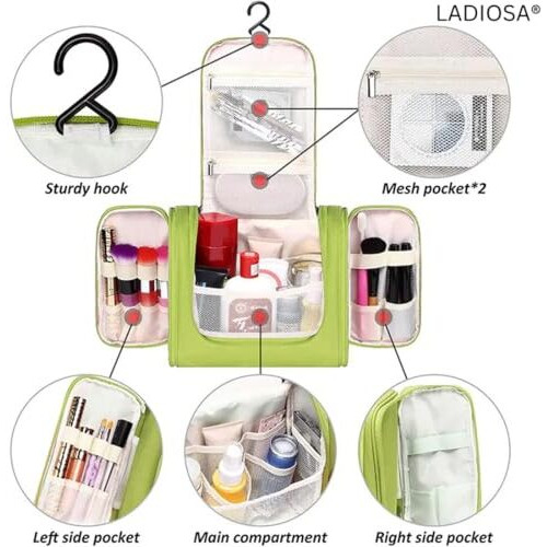 Ladiosa Toiletry Bag For Women, Makeup Pouch, Travel Organizer, Travel Pouch, Makeup Bag, Pouches, Makeup Pouches, Toiletry Bag,,Travel Kit, Makeup Pouch Green 8.5X4.7X10.2