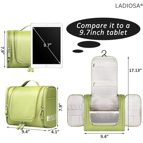 Ladiosa Toiletry Bag For Women, Makeup Pouch, Travel Organizer, Travel Pouch, Makeup Bag, Pouches, Makeup Pouches, Toiletry Bag,,Travel Kit, Makeup Pouch Green 8.5X4.7X10.2