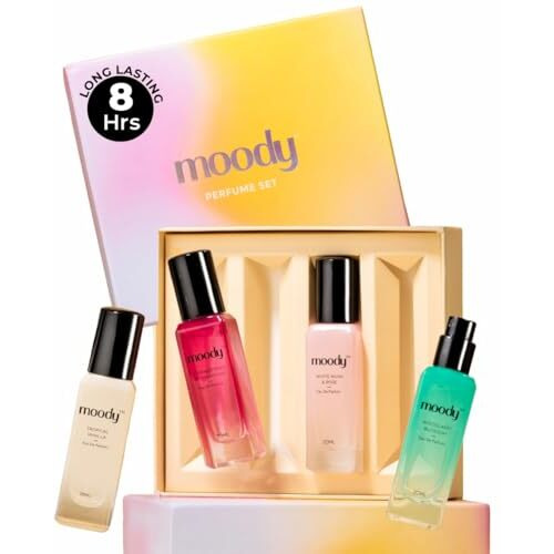 Moody Premium Perfume Gift Set Of 4 For Women | Mother's Day Gift Hamper | Long Lasting Edp Fragrance Scent Upto 8 Hours | Birthday Gift | Perfume Spray Set, Pack Of 4X20Ml