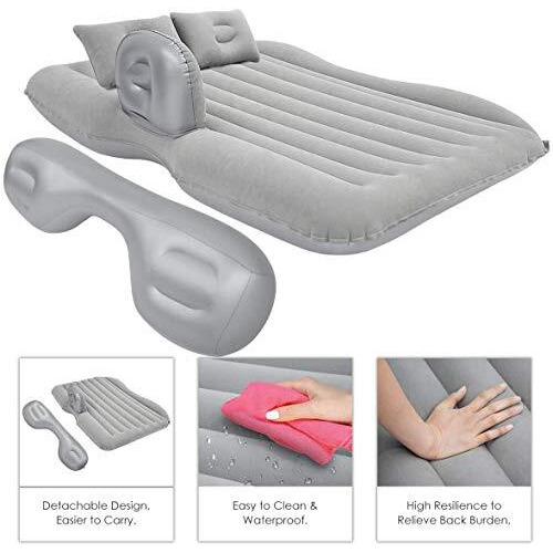 Premium Car Inflatable Bed With Pump & 2 Air Pillow|Quick Inflatable Back Seat Bed|Car Inflatable Mattress|Car Bed Mattress|Car Bed For Kids,Travel,Trips,Camping,Picnic,Pool & Beach|Universal Fit|Grey