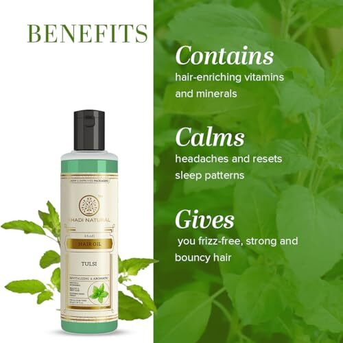 Khadi Natural Tulsi Herbal Hair Oil|Hair Oil For Hair Fall |Non-Sticky Hair Oil For Dry Scalp| Suitable For All Hair Types| 210 Ml