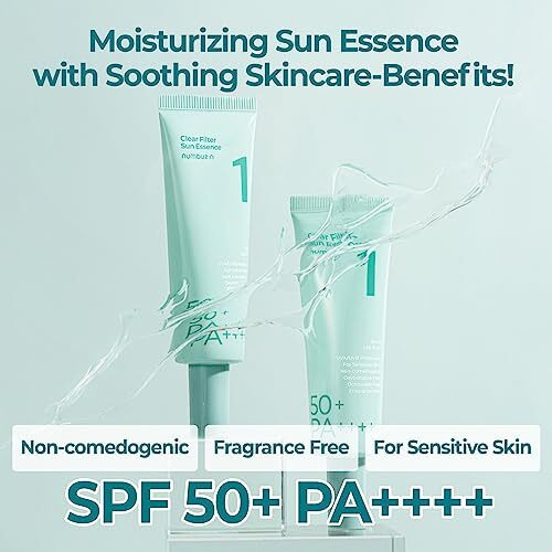 Numbuzin No.1 Clear Filter Sun Essence | No White Cast, Hydrating, Moisturizing, Cools Down, Light Finish, 1.69 Fl Oz