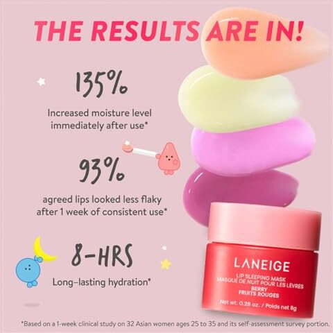Laneige Lip Sleeping Mask | Moisturizing Lip Treatment With Vitamin C + Shea Butter For Soft Hydrated Lips | Overnight Repair | Lip Balm For Dry Chapped Lips| Lasting Hydration | Berry |8Gm
