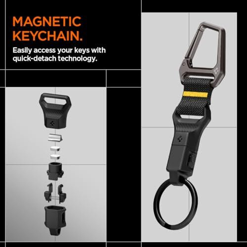 Spigen Magnetic Keyring [Sleek Magnetic Organizer With Convenient Detachment & Versatile Mounting] - Black