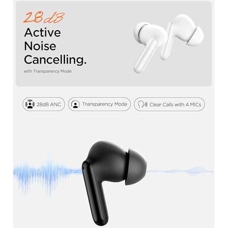 Spigen Audio Newly Launched Sa-Tw S10 True Wireless In Ear Earbuds With 30H Playtime, Upto 28Db Anc, Transparency Mode, Eq Customizing App, 4-Mic, Gaming Mode, 10Mm Driver, Ipx5 - Black