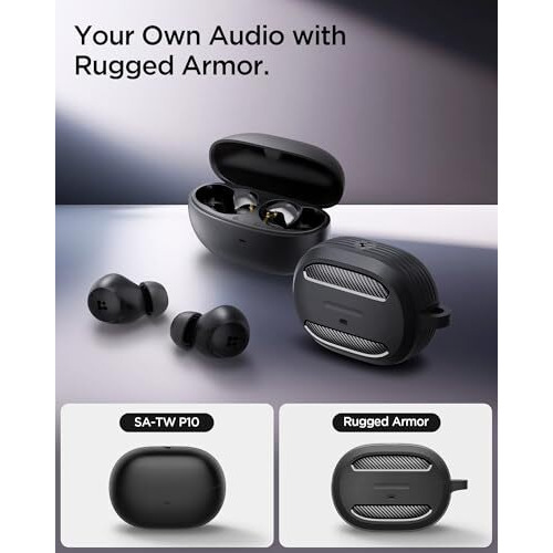 Spigen Audio Newly Launched Sa-Tw P10 Pack (Rugged Armor Included) True Wireless In Ear Earbuds With 30H Playtime, Upto 40Db, 4Multi-Mode Anc Pro, Eq Customizing App, 6-Mic, 10Mm Driver, Ipx4 - Black