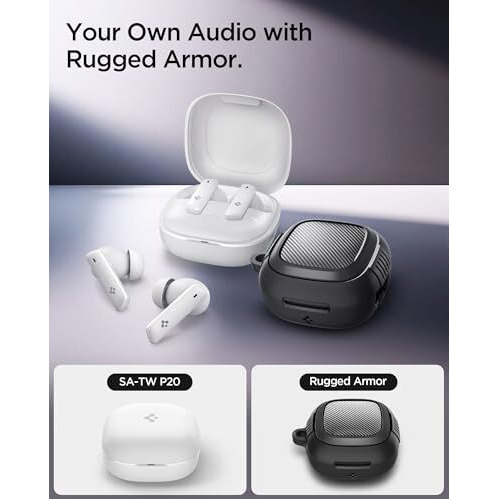 Spigen Audio Newly Launched Sa-Tw P20 Pack (Rugged Armor Included) True Wireless In Ear Earbuds With 30H Playtime, Upto 40Db, 3Multi-Mode Anc Pro, Eq Customizing App, 6-Mic, 10Mm Driver, Ipx5 - White