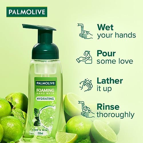 Palmolive Hydrating Foaming Lime & Mint Liquid Hand Wash, 500Ml Refill Bottle, Removes Germs, Refreshing Fragrance