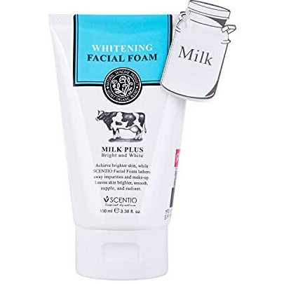 Scentio Milk Plus Organic Bright & Whitening Face Wash (Made In Thailand). Natural Skin Care That Makes Face Feel Fresh. For All Skin Types, 100 Ml