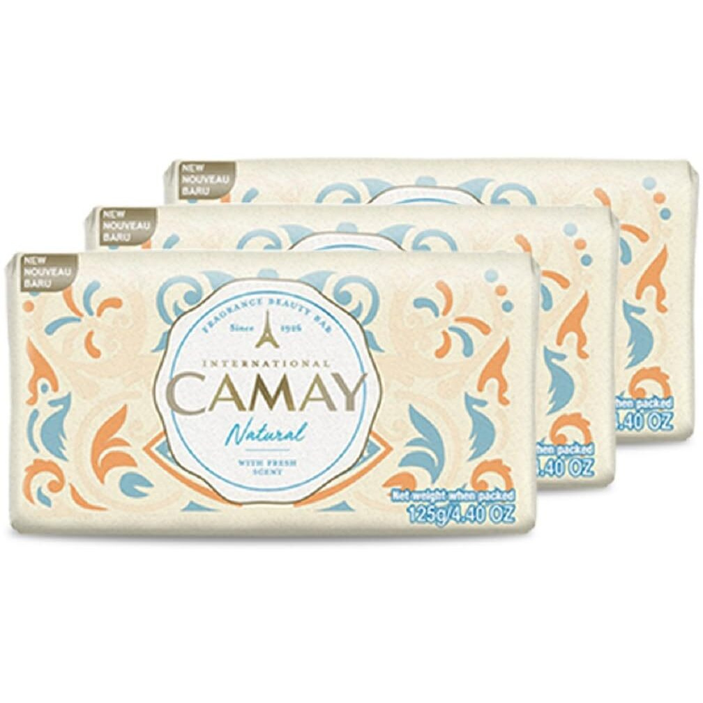 Camay Natural International Beauty Soap With Cedarwood&Bergamot(Buy 2 Get 1 Free) Combo Pack Offer,Indulging French Fragrance,Moisturizing Bathing Body Bar Soap Combo(3 Count,125G Each)