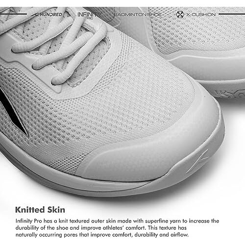 Hundred Unisex-Adult Infinity Pro Badminton Shoes (Non Marking) | Also Perfect For Squash, Table Tennis, Volleyball, Basketball & Indoor Sports Lightweight Durable X-Cushion (White/Black, 5Uk)