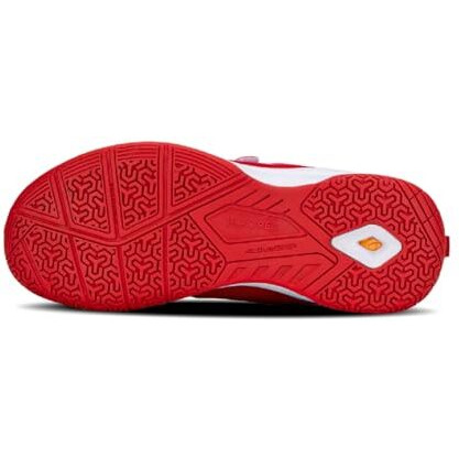Hundred Court Star - Kids Badminton Shoes (Non Marking) | Lightweight & Durable | X-Cushion Protection(Red/White, 4 Uk)