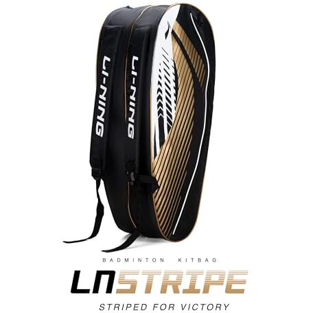 Li-Ning Stripe Double Zipper Polyester Badminton Kit Bag (Black)