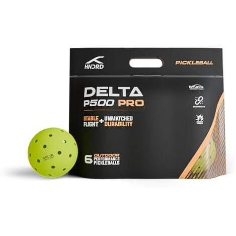 Hundred Delta P500 Pro Pickleball Balls | Pack Of 6 | Usa Pickleball Approved | 40 Hole Design | Tournament Ball (Neon Yellow)