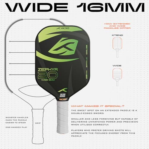 Hundred Zephyr 20 Wide Pickleball Paddle | 16Mm Core | Control Play | Free Bag Included (Black/Green)