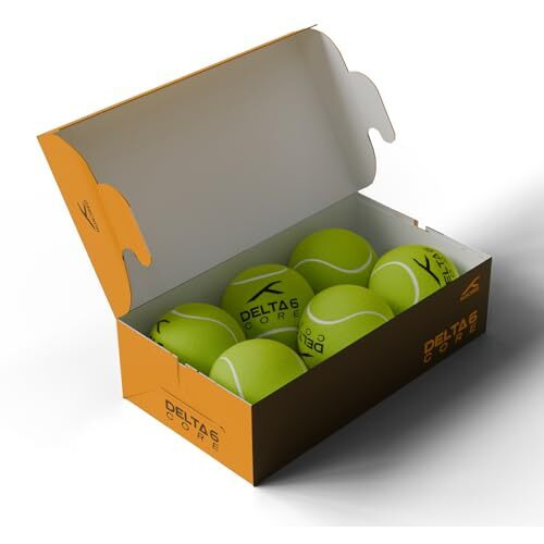 Hundred Cotton Delta 6 Core Cricket Tennis Balls | Bounce Consistency | Comfort Grip | Pressurized Core | 90 Grams | Yellow | Pack Of 6