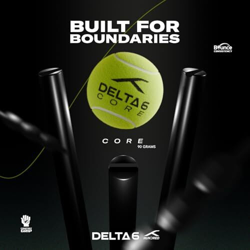 Hundred Cotton Delta 6 Core Cricket Tennis Balls | Bounce Consistency | Comfort Grip | Pressurized Core | 90 Grams | Yellow | Pack Of 6