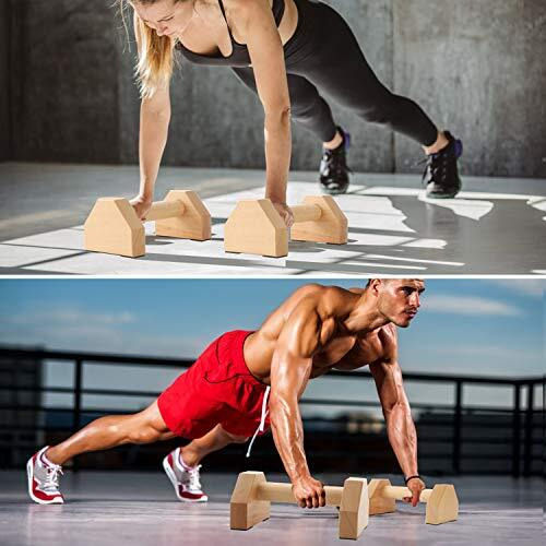 Pellor I-Shaped Antiskid Push-Ups Bar Wooden Press-Up Support Stand Indoor And Outdoor Arm Chest Muscle Training Fitness Equipment Wooden, 19.7X3.9X3.9Inch