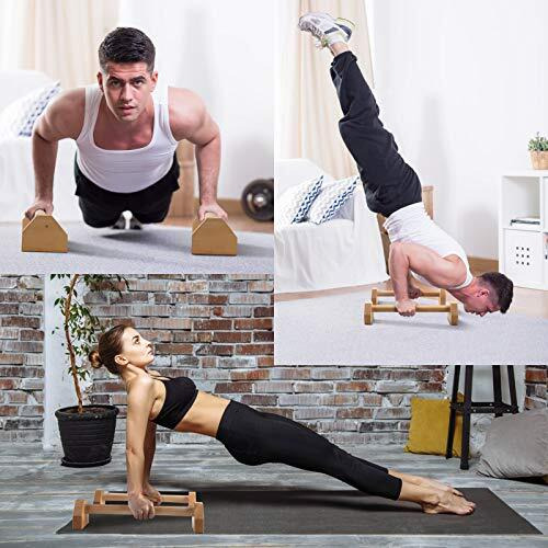 Pellor I-Shaped Antiskid Push-Ups Bar Wooden Press-Up Support Stand Indoor And Outdoor Arm Chest Muscle Training Fitness Equipment Wooden, 19.7X3.9X3.9Inch