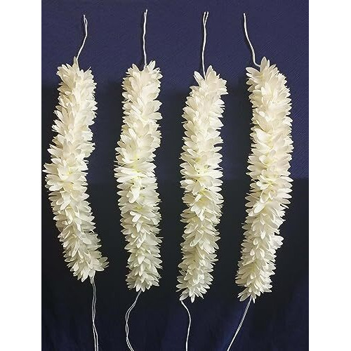 Afarza Fabric Artificial Gajra For Hair Bun Juda Accessories Mogra Jasmine For Women Pack Of 4 Pcs.White