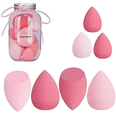 Suake 7In1 Professional Beauty Blender Set For Face Makeup | Makeup Sponges Set Is Suitable With Liquid & Creams | Sponge Makeup Is For All Skin Types & It Is Soft Latex-Free Reusable & Washable (Multicolor 4 Big + 3 Mini7 Pcs)