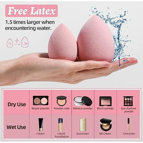 Suake 7In1 Professional Beauty Blender Set For Face Makeup | Makeup Sponges Set Is Suitable With Liquid & Creams | Sponge Makeup Is For All Skin Types & It Is Soft Latex-Free Reusable & Washable (Multicolor 4 Big + 3 Mini7 Pcs)