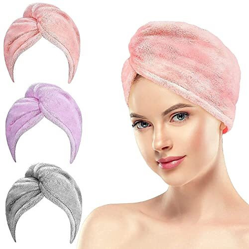 Zuvexa Cotton Quick Absorbent Hair Drying Magic Hair Towel Wrap Hair Wrapper Dryer Sofe Microfiber Turban Head Towel Cap For Women(Multicolour), 1 Tc