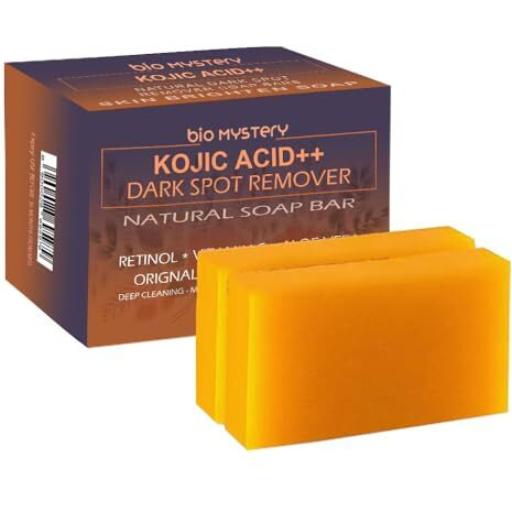 Bio Mystery Kojic Acid Plus Plus Natural Soap Bars With Vitamin C, Retinol, Aloe Vera, Turmeric - Original Japanese Complex Infused With Hyaluronic Acid, Vitamin E - 2 X 100Gm(3.5 Oz) 2 Pack