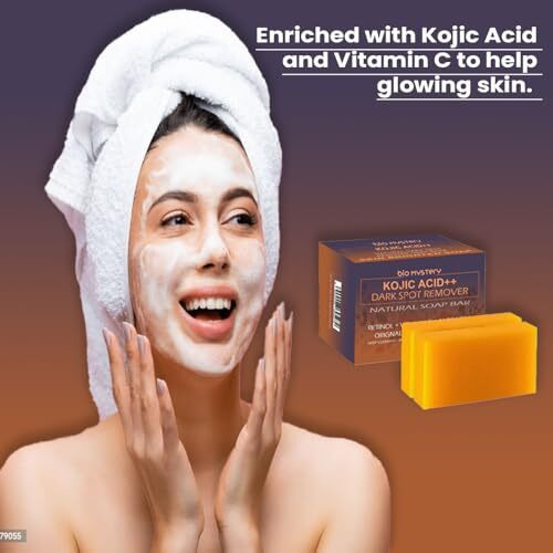 Bio Mystery Kojic Acid Plus Plus Natural Soap Bars With Vitamin C, Retinol, Aloe Vera, Turmeric - Original Japanese Complex Infused With Hyaluronic Acid, Vitamin E - 2 X 100Gm(3.5 Oz) 2 Pack