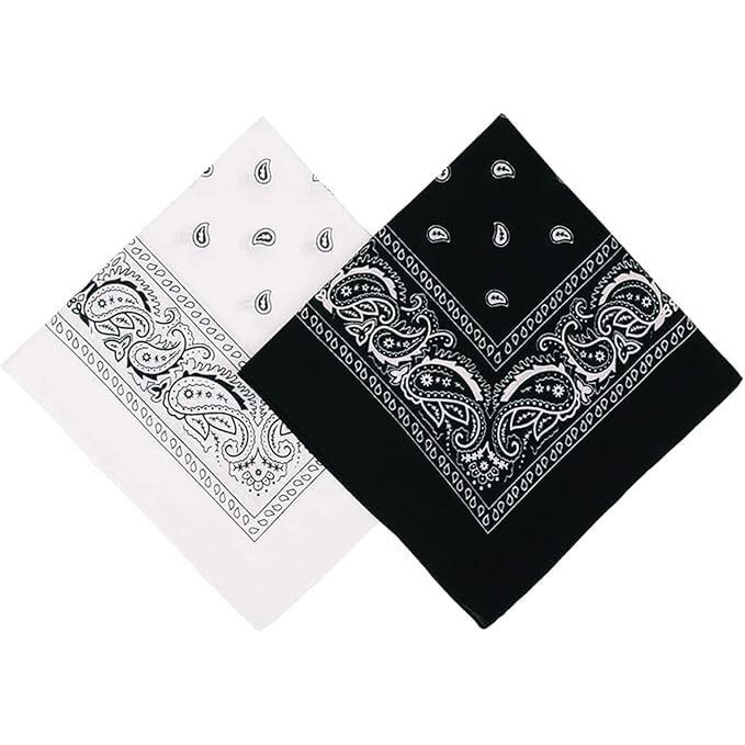 Spin Cart Soft Breathable Cotton Paisley Bandana For Men & Women (1, Black & White), (Unisex)