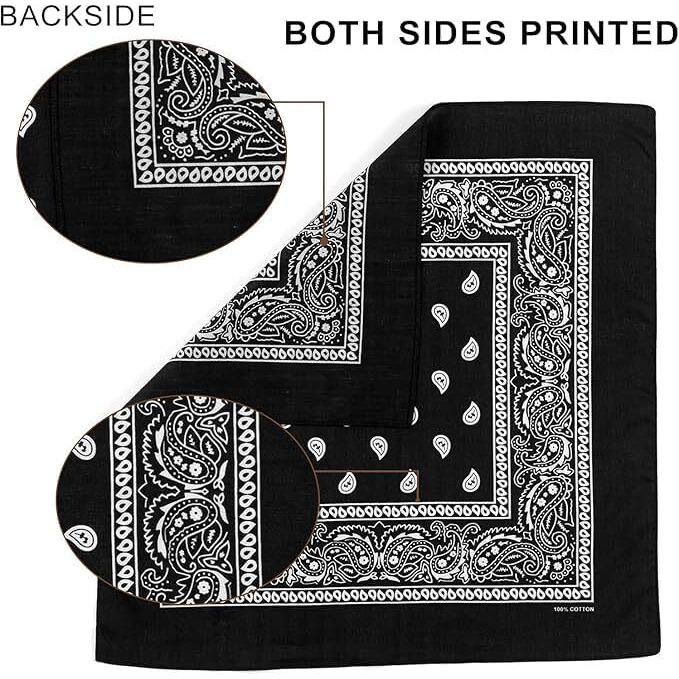 Spin Cart Soft Breathable Cotton Paisley Bandana For Men & Women (1, Black & White), (Unisex)