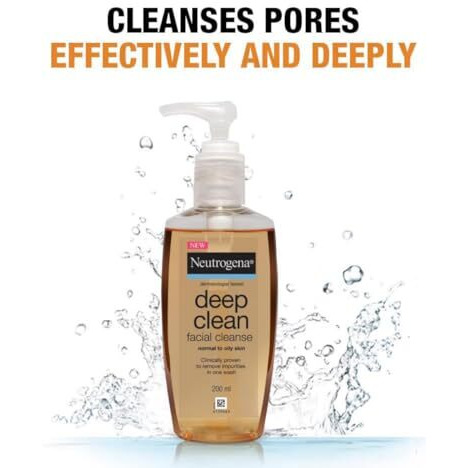 Neutrogena Deep Clean Gentle Facial Cleanser | 2X Glycerin & Cleansing Agent | Alcohol-Free | Dermatologist Tested | Normal To Oily Skin | For Men And Women | 200Ml