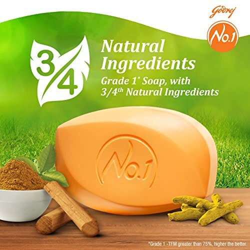 Godrej No.1 Bathing Sandal & Turmeric Grade 1 Soap With Long-Lasting Fragrance (150G Each)- Combo Pack Of 4