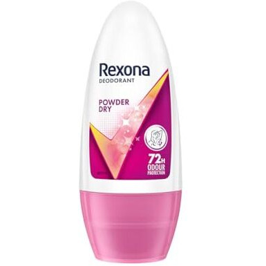 Rexona Powder Dry Underarm Roll On Deodorant For Women, Antiperspirant, Removes Odour, Keeps Skin Fresh & Clean, Alcohol Free, Skin Friendly, 50 Ml