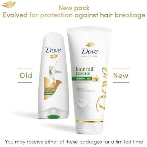 Dove Hair Fall^ Rescue 1-Min Conditioner With Bio-Protein Care And Amino Protein For Weak And Breakage Prone Hair,For Upto 72 Hours* Of Effortlessly Detangled, Stronger Hair | 175Ml