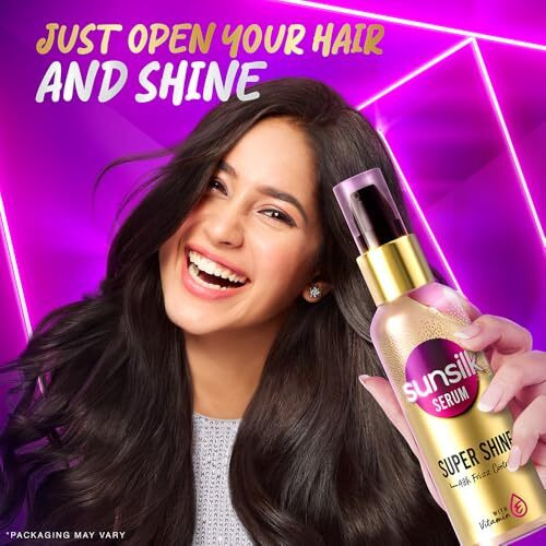 Sunsilk Super Shine Hair Serum For Dry Frizzy Hair, Vitamin E Nourishment, 48 Hour Frizz Free, Non-Sticky, 100Ml