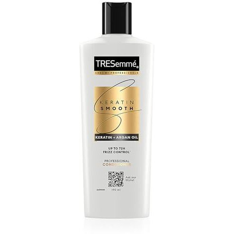 Tresemme Keratin Smooth Conditioner 190 Ml, With Keratin & Argan Oil For Straight, Shiny Hair - Nourishes Dry Hair & Controls Frizz, For Men & Women