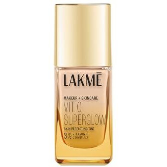 Lakm Natural Makeup For All Skin Type+Skincare Vitc Superglow Skin Perfecting Liquid Medium Coverage Tint Cool Ivory C100 25Ml 1 Count