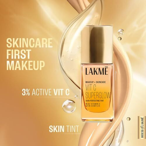 Lakm Natural Makeup For All Skin Type+Skincare Vitc Superglow Skin Perfecting Liquid Medium Coverage Tint Cool Ivory C100 25Ml 1 Count