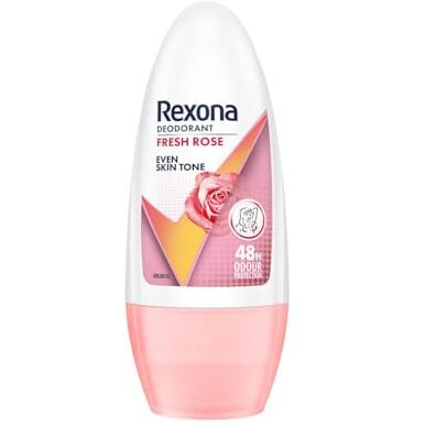 Rexona Fresh Rose Underarm Roll On Perfume For Women, Deodorant + Antiperspirant With Glycerine, Removes Odour, Even Skin Tone, Keeps Skin Fresh & Clean, Alcohol Free, 50 Ml