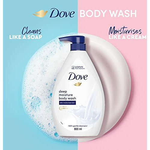 Dove Deeply Nourishing Body Wash, With Exfoliating Beads For Softer, Smoother Skin, 800 Ml (Packaging May Vary)