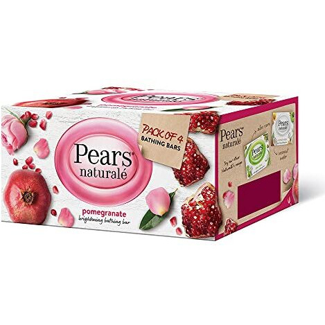 Pears Natural Pomegranate Brightening Bathing Soap Bar, 125 G (Pack Of 4)