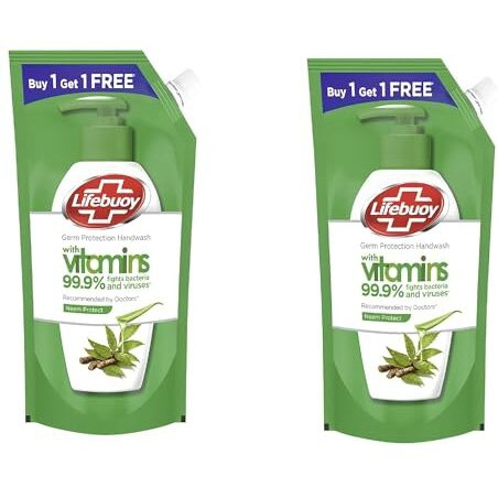 Lifebuoy Nature Germ Protection Green Tea Liquid Handwash Refill, Fights Bacteria And Viruses, Maintains Hand Hygiene, 750 Ml (Buy 1 Get 1 Free)